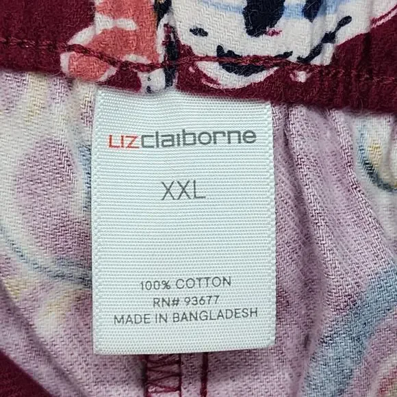 NWOT Liz Claiborne Women's XXLARGE Pajama Set Burgundy Paisley Sleep Lounge Wear - Picture 9 of 16